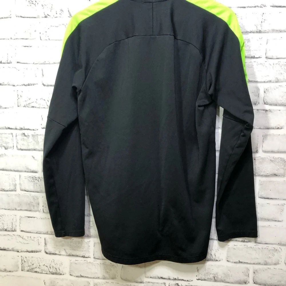 Nike Men's Black and Neon Green Quarter Zip Performance Jacket